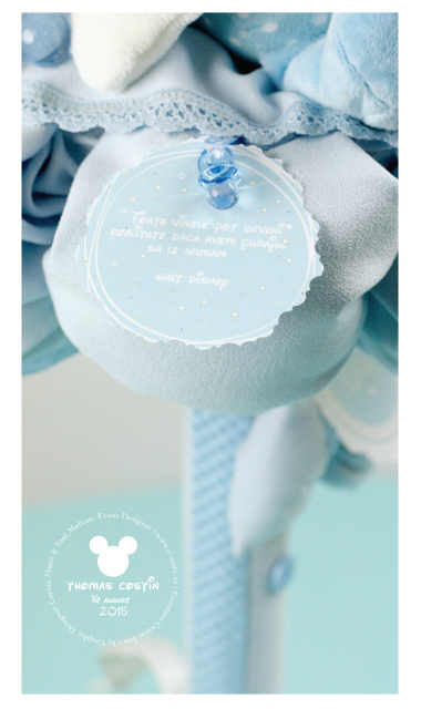 Lumanare botez pentru baieti cu Mickey Mouse, 65x4 cm, Baby Blue  1